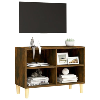 TV-taso täyspuiset jalat savutammi 69,5x30x50 cm