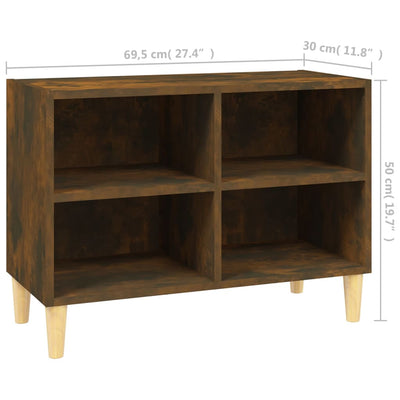 TV-taso täyspuiset jalat savutammi 69,5x30x50 cm