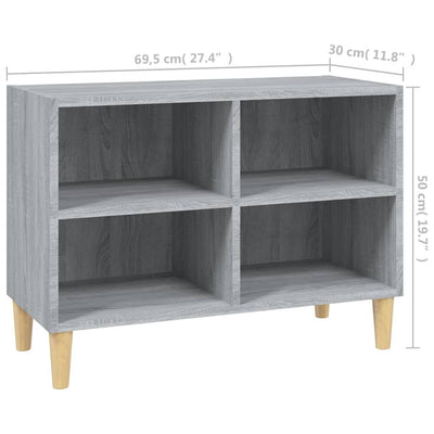 TV-taso täyspuiset jalat harmaa Sonoma 69,5x30x50 cm