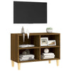 TV-taso täyspuiset jalat ruskea tammi 69,5x30x50 cm