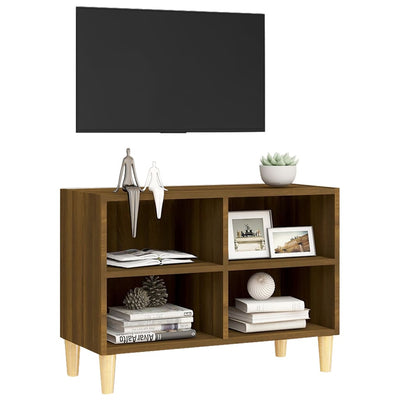 TV-taso täyspuiset jalat ruskea tammi 69,5x30x50 cm