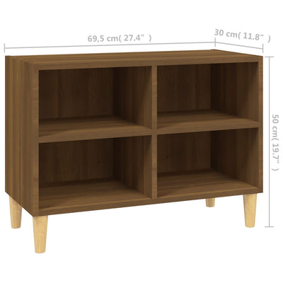 TV-taso täyspuiset jalat ruskea tammi 69,5x30x50 cm