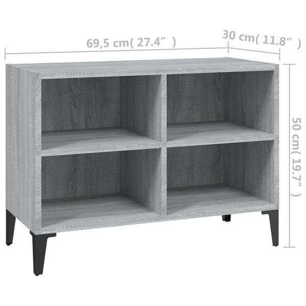 TV-taso metallijaloilla harmaa Sonoma 69,5x30x50 cm