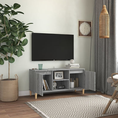 TV-taso täyspuiset jalat harmaa Sonoma 103,5x35x50 cm