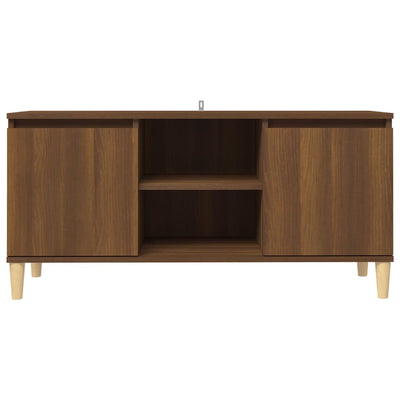 TV-taso täyspuiset jalat ruskea tammi 103,5x35x50 cm