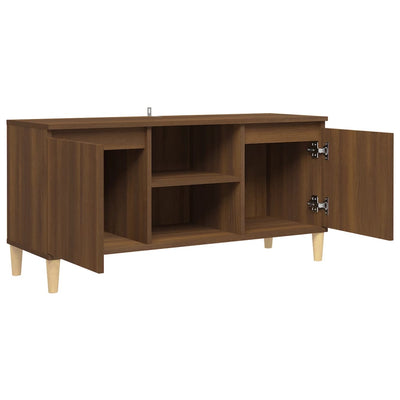 TV-taso täyspuiset jalat ruskea tammi 103,5x35x50 cm