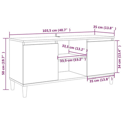 TV-taso täyspuiset jalat ruskea tammi 103,5x35x50 cm