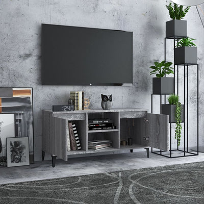 TV-taso metallijaloilla harmaa Sonoma 103,5x35x50 cm
