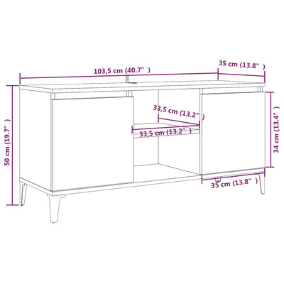 TV-taso metallijaloilla harmaa Sonoma 103,5x35x50 cm