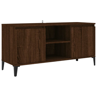 TV-taso metallijaloilla ruskea tammi 103,5x35x50 cm