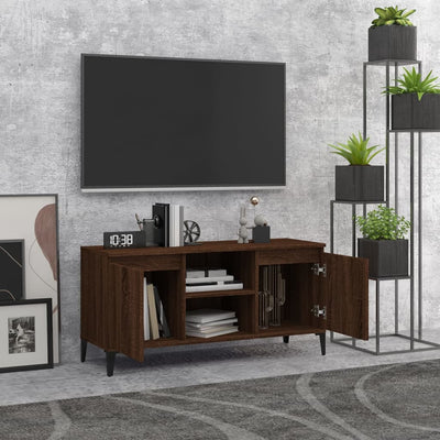 TV-taso metallijaloilla ruskea tammi 103,5x35x50 cm