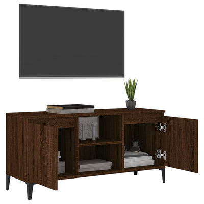 TV-taso metallijaloilla ruskea tammi 103,5x35x50 cm