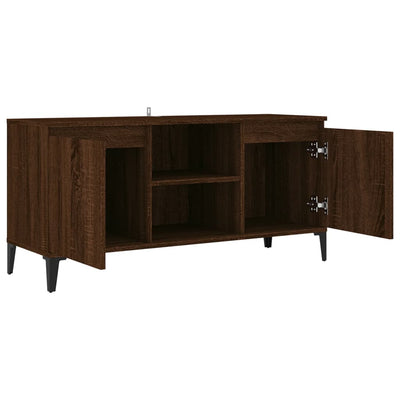 TV-taso metallijaloilla ruskea tammi 103,5x35x50 cm