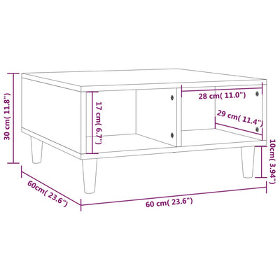 Sohvapöytä harmaa Sonoma 60x60x30 cm lastulevy