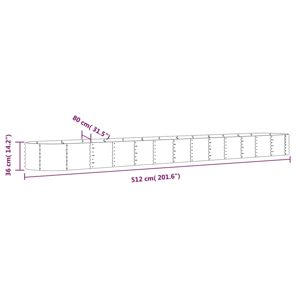 Ruskea korotettu kukkalaatikko Loriann 512x80x36cm (jauhemaalattu teräs)