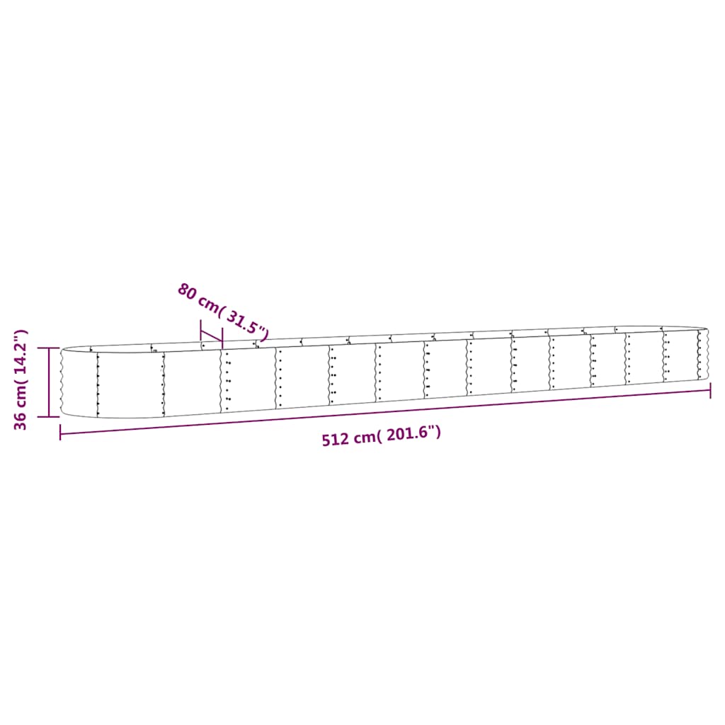 Jauhemaalattu korotettu kukkalaatikko Loriann 512x80x36cm (antras)