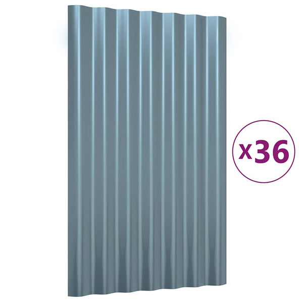 Kattopaneeli 36 kpl galvanoitu teräs harmaa 60x36 cm
