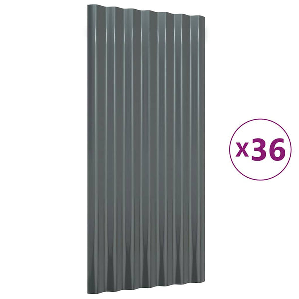 Kattopaneeli 36 kpl galvanoitu teräs antrasiitti 80x36 cm