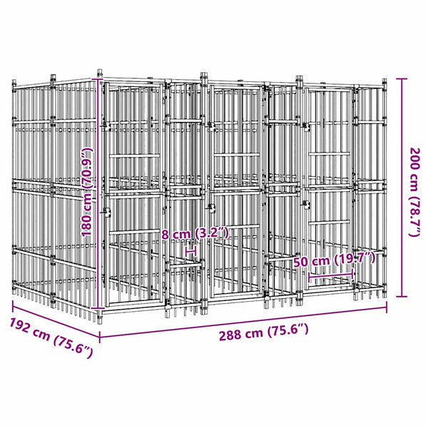 Koiran ulkohäkki teräs 7,37 m²