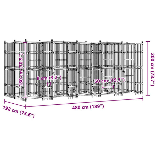 Koiran ulkohäkki teräs 9,22 m²