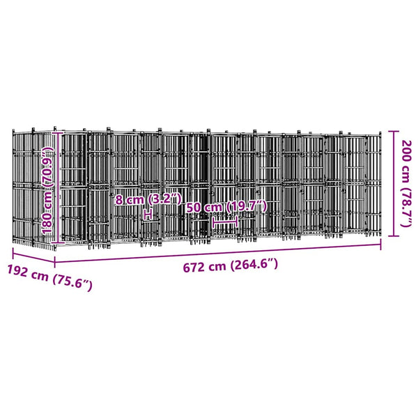 Koiran ulkohäkki teräs 12,9 m²