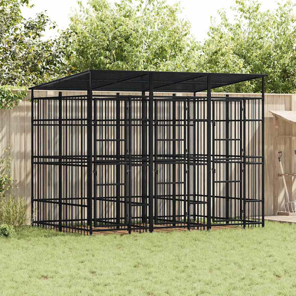 Koiran ulkohäkki katolla teräs 5,53 m²
