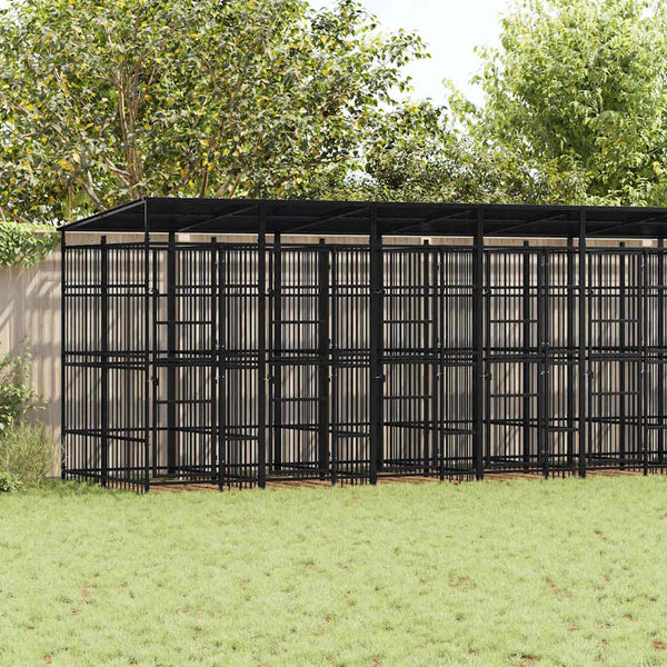 Koiran ulkohäkki katolla teräs 18,43 m²