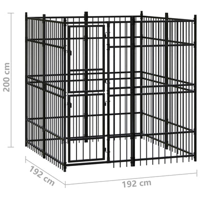 Koiran ulkohäkki teräs 3,69 m²