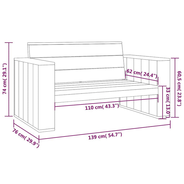Puutarhapenkki 139 cm kyllästetty mänty
