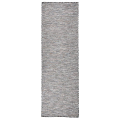 Ulkomatto Flatweave 80x250 cm ruskea ja sininen