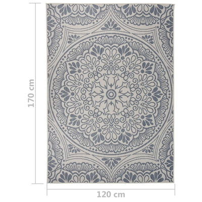 Ulkomatto Flatweave 120x170 cm sininen kuvio