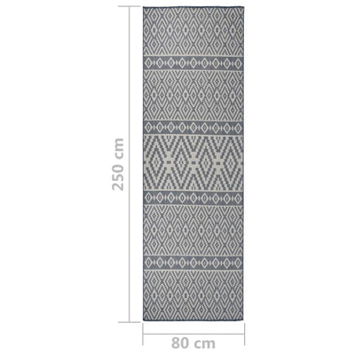 Siniset ulkomatto flatweave Viland 80x250cm (raidat)