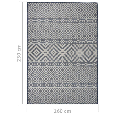 Siniset ulkomatto flatweave Viland 160x230cm (raidat)