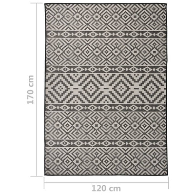 Mustat ulkomatto flatweave Viland 120x170cm (raidat)