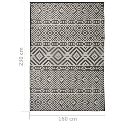 Mustat ulkomatto flatweave Viland 160x230cm (raidat)