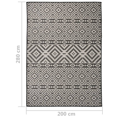 Mustat ulkomatto flatweave Viland 200x280cm (raidat)
