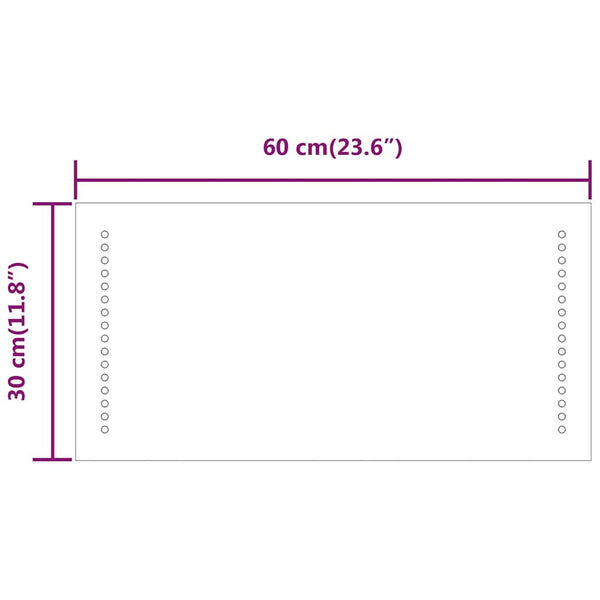 Kylpyhuoneen LED-peili 60x30 cm