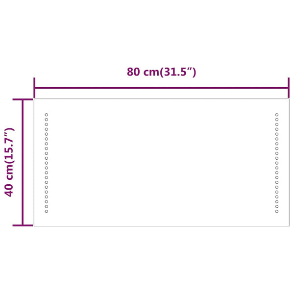Kylpyhuoneen LED-peili 80x40 cm