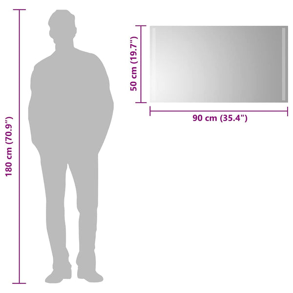 Kylpyhuoneen LED-peili 90x50 cm