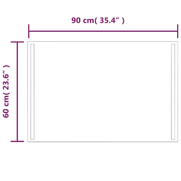 Kylpyhuoneen LED-peili 90x60 cm