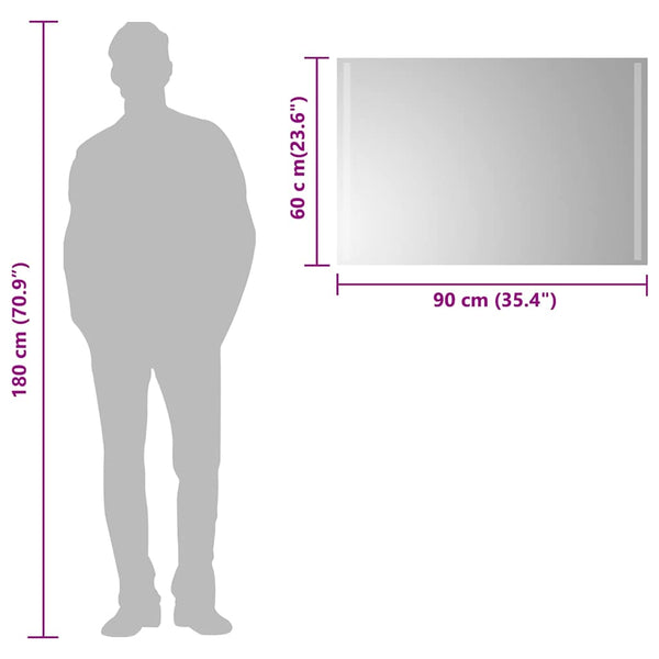 Kylpyhuoneen LED-peili 90x60 cm