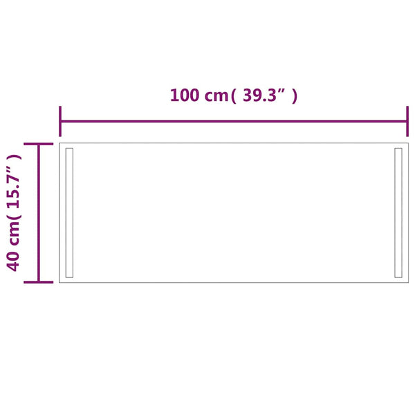 Kylpyhuoneen LED-peili 100x40 cm