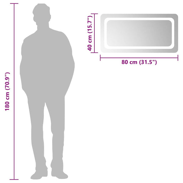 Kylpyhuoneen LED-peili 80x40 cm