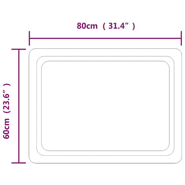 Kylpyhuoneen LED-peili 80x60 cm