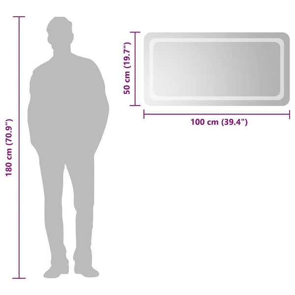 Kylpyhuoneen LED-peili 100x50 cm
