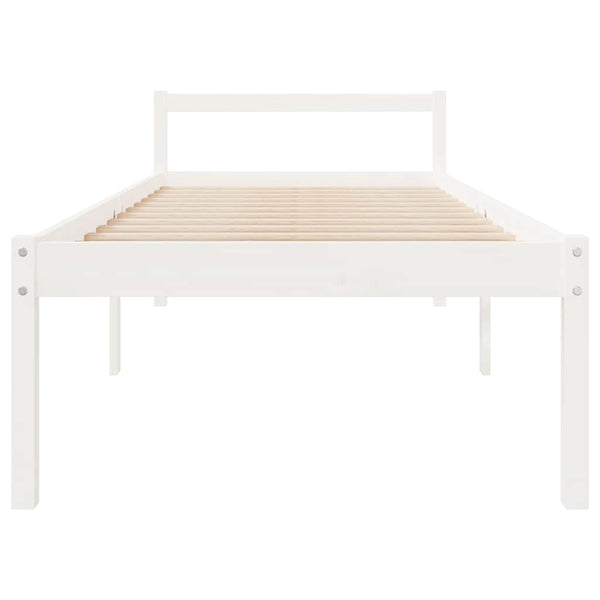 Vanhusten sänky valkoinen 90x190 cm Single täysi mänty