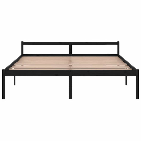 Vanhusten sänky musta 200x200 cm täysi mänty