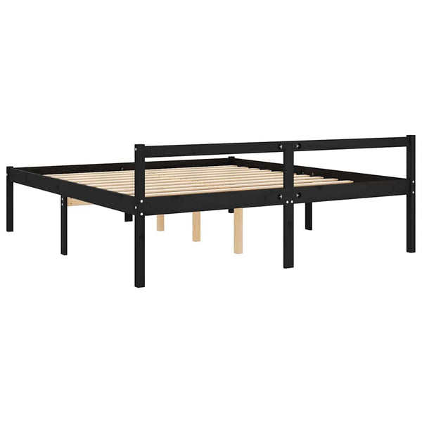 Vanhusten sänky musta 200x200 cm täysi mänty