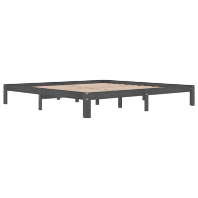 Sängynrunko harmaa täysi mänty 200 x 200 cm