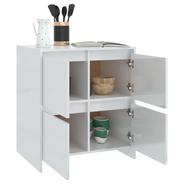 Senkit 2 kpl korkeakiilto valkoinen 70x41x75 cm lastulevy